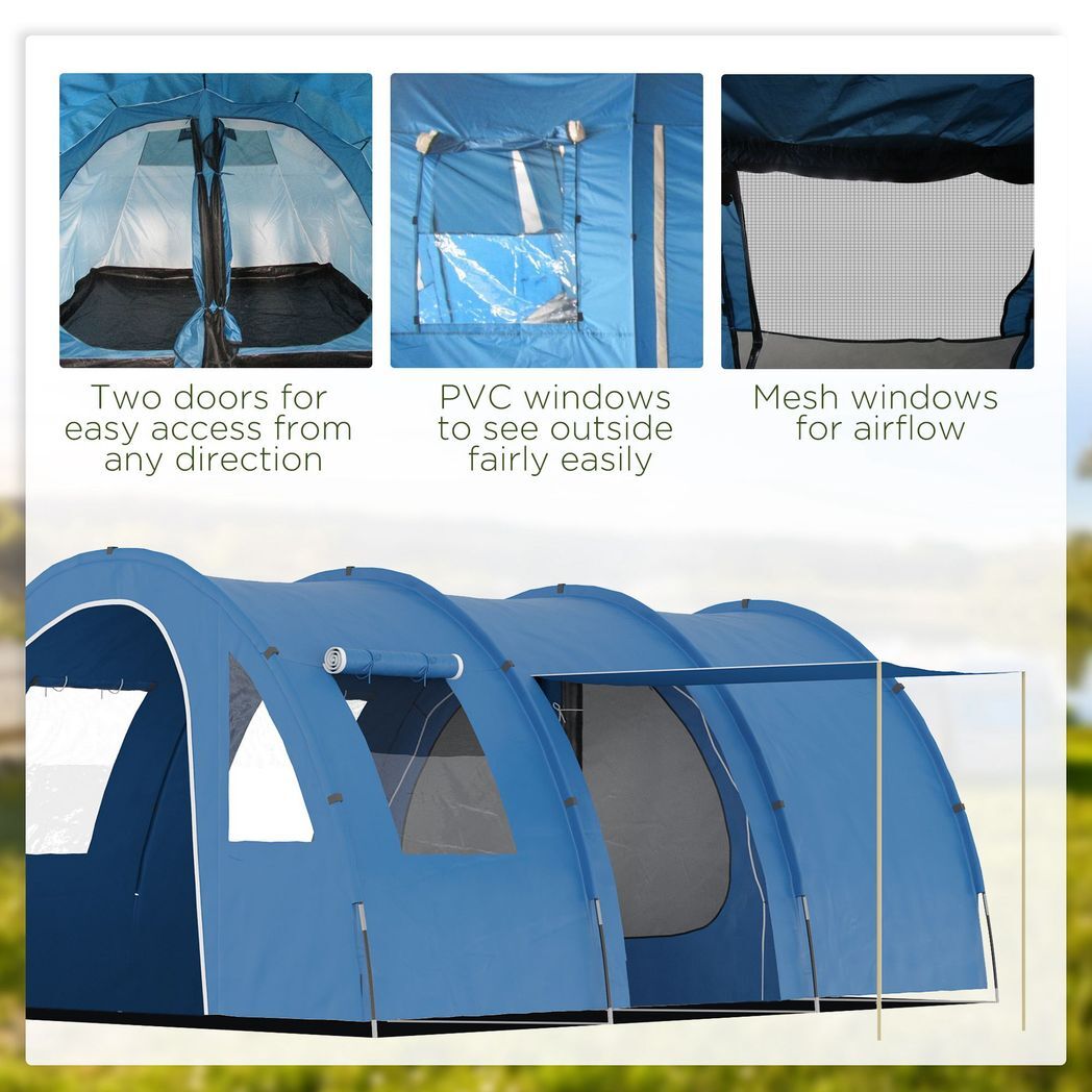 5-6 Man Family Tent Camping Tent with Two Room, Floor & Carry Bag