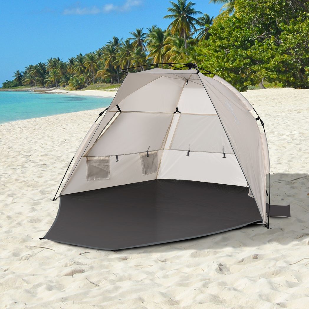 1-2 Man Pop-Up Beach Tent Sun Shade Shelter UV 20+ Protection Floor