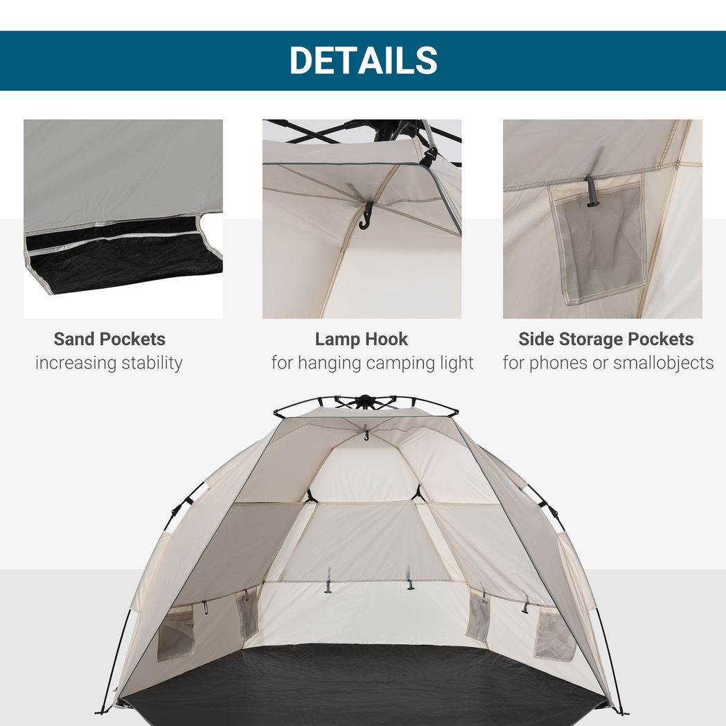 1-2 Man Pop-Up Beach Tent Sun Shade Shelter UV 20+ Protection Floor