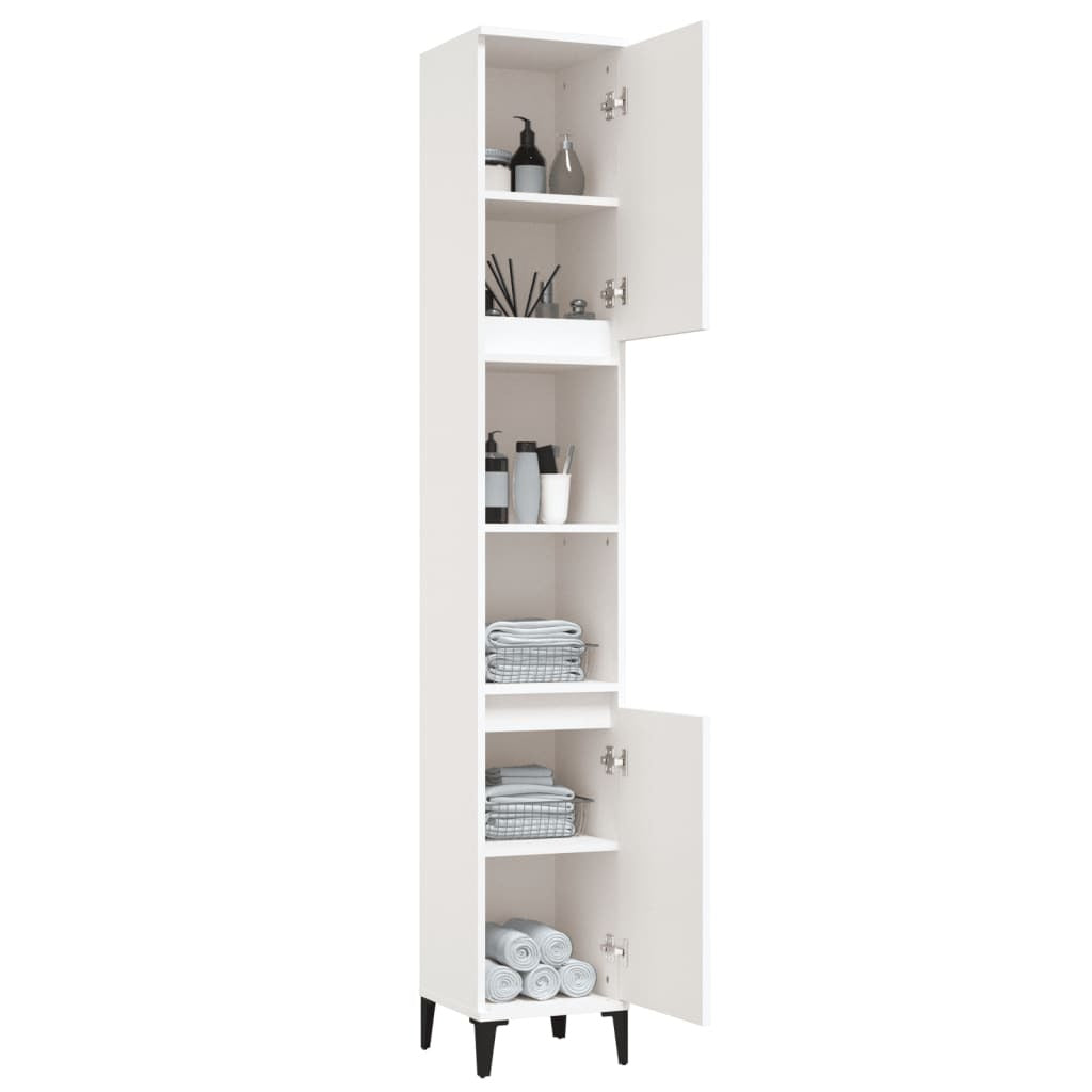 Bathroom Cabinet White 30x30x190 cm Engineered Wood