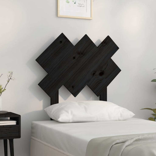 Bed Headboard Black 72.5x3x81 cm Solid Wood Pine