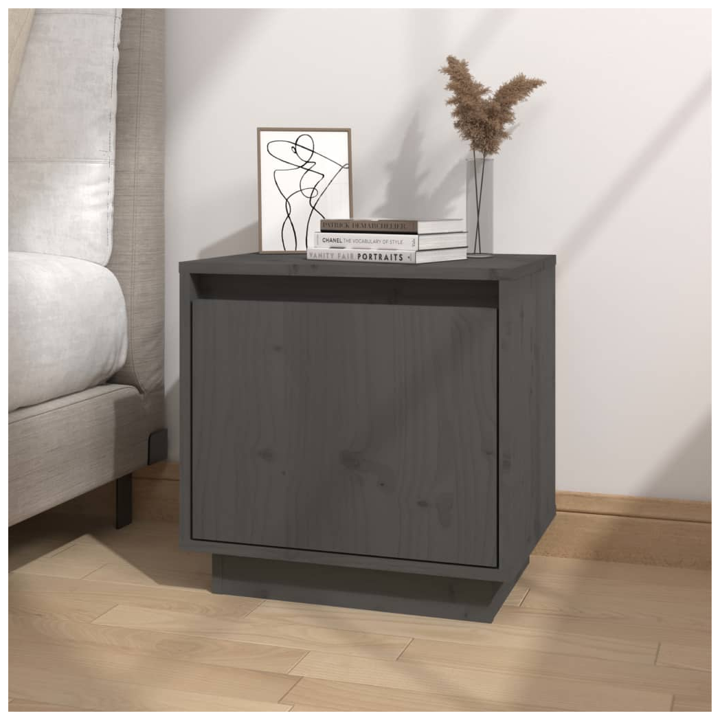 Bedside Cabinets 2 pcs Grey 40x30x40 cm Solid Wood Pine