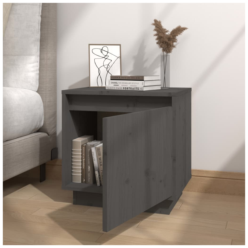 Bedside Cabinets 2 pcs Grey 40x30x40 cm Solid Wood Pine