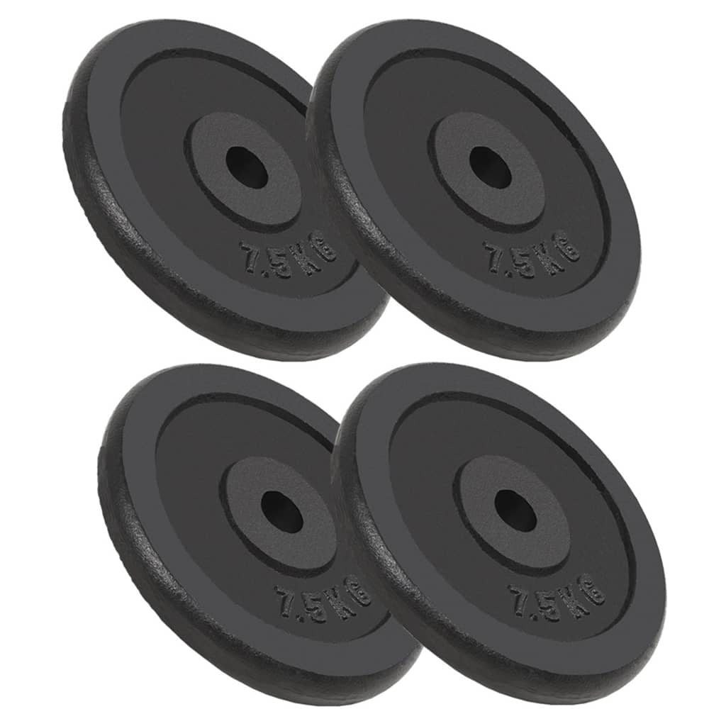 Weight Plates 4 pcs 4x7.5 kg Cast Iron