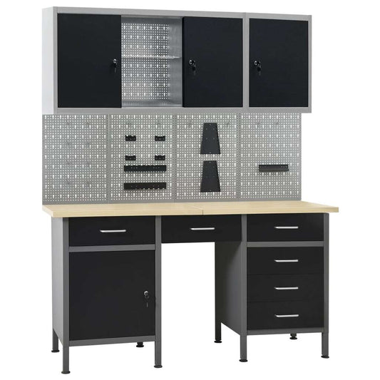 Workbench with Four Wall Panels and Two Cabinets