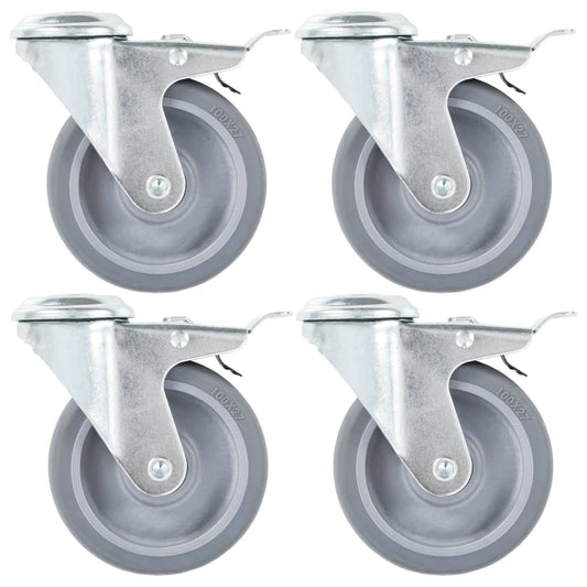 16 pcs Bolt Hole Swivel Casters 100 mm