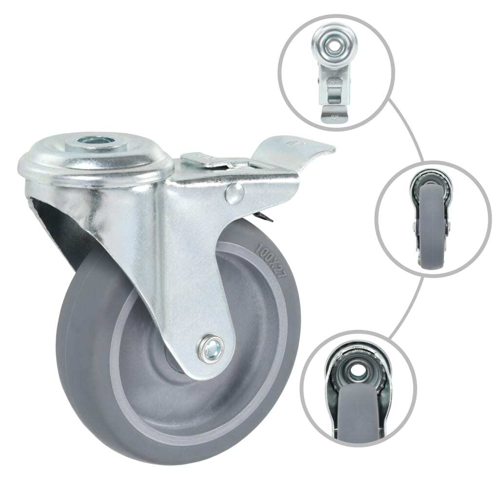 16 pcs Bolt Hole Swivel Casters 100 mm