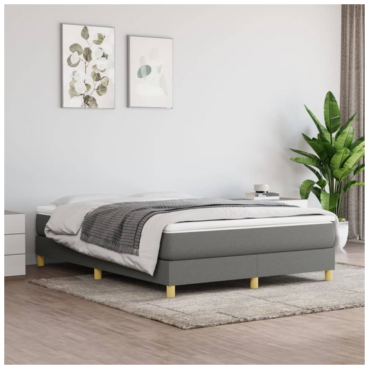 Bed Frame Dark Grey 135x190 cm Double Fabric