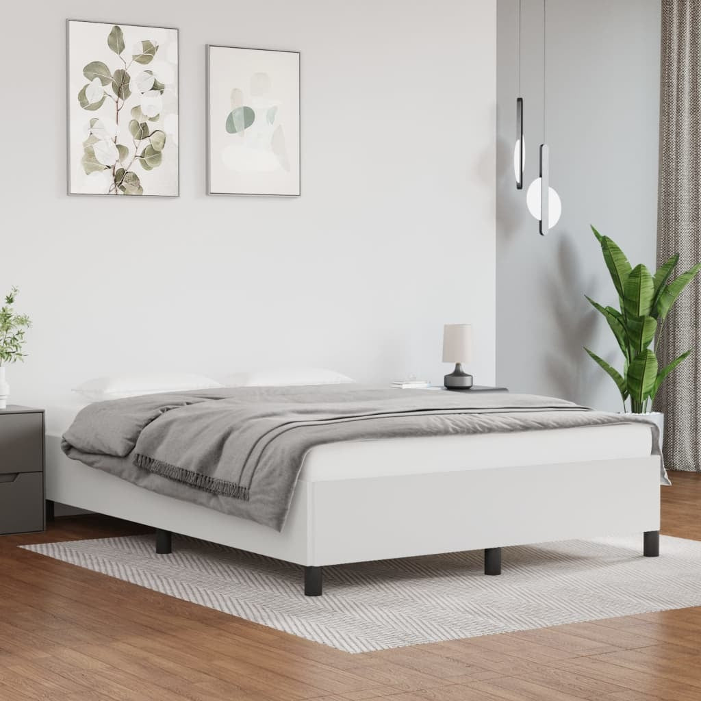 Bed Frame White 135x190 cm Double Faux Leather