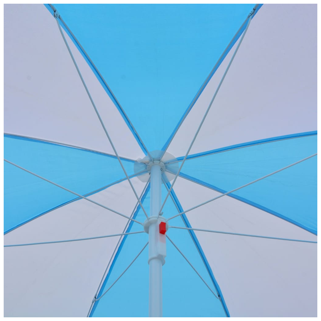 Beach Umbrella Shelter Blue and White 180 cm Fabric