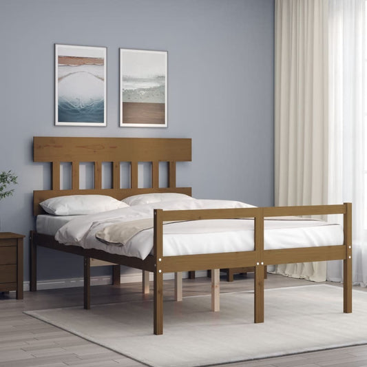 Bed Frame with Headboard Honey Brown 140x200 cm Solid Wood