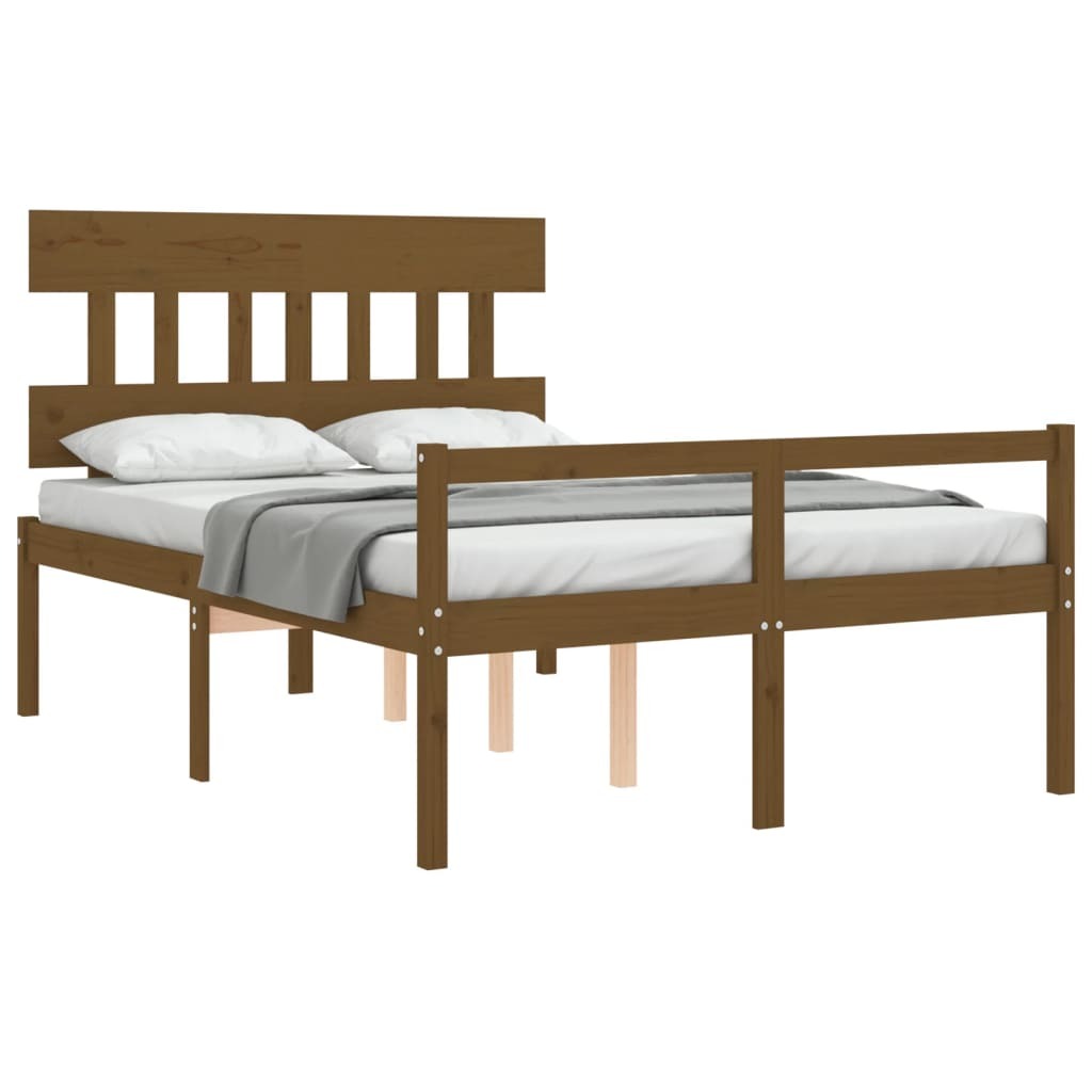 Bed Frame with Headboard Honey Brown 140x200 cm Solid Wood