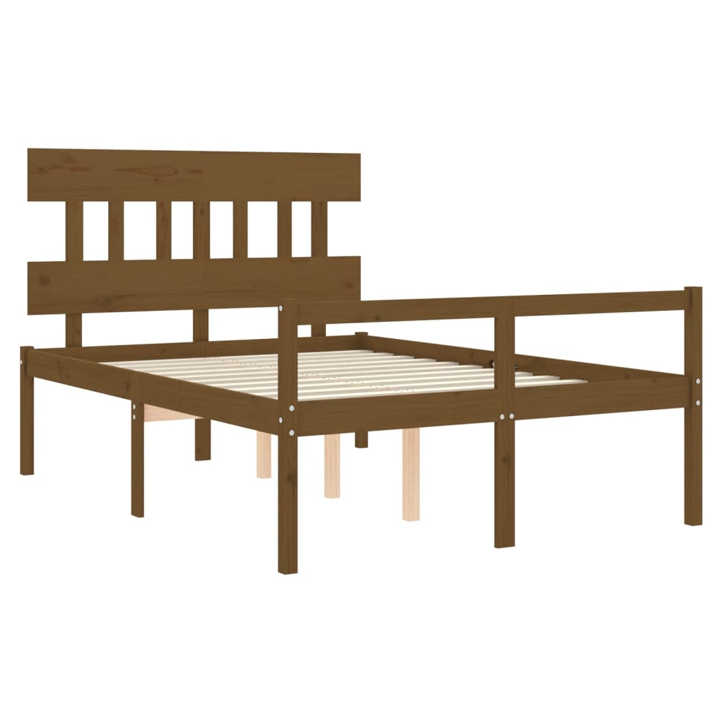 Bed Frame with Headboard Honey Brown 140x200 cm Solid Wood