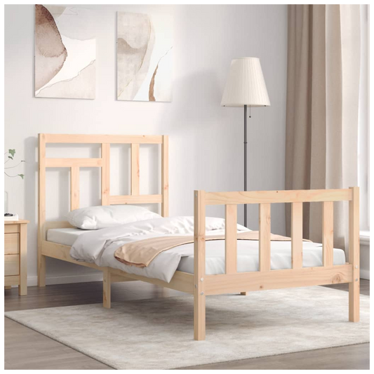 Bed Frame with Headboard 90x200 cm Solid Wood