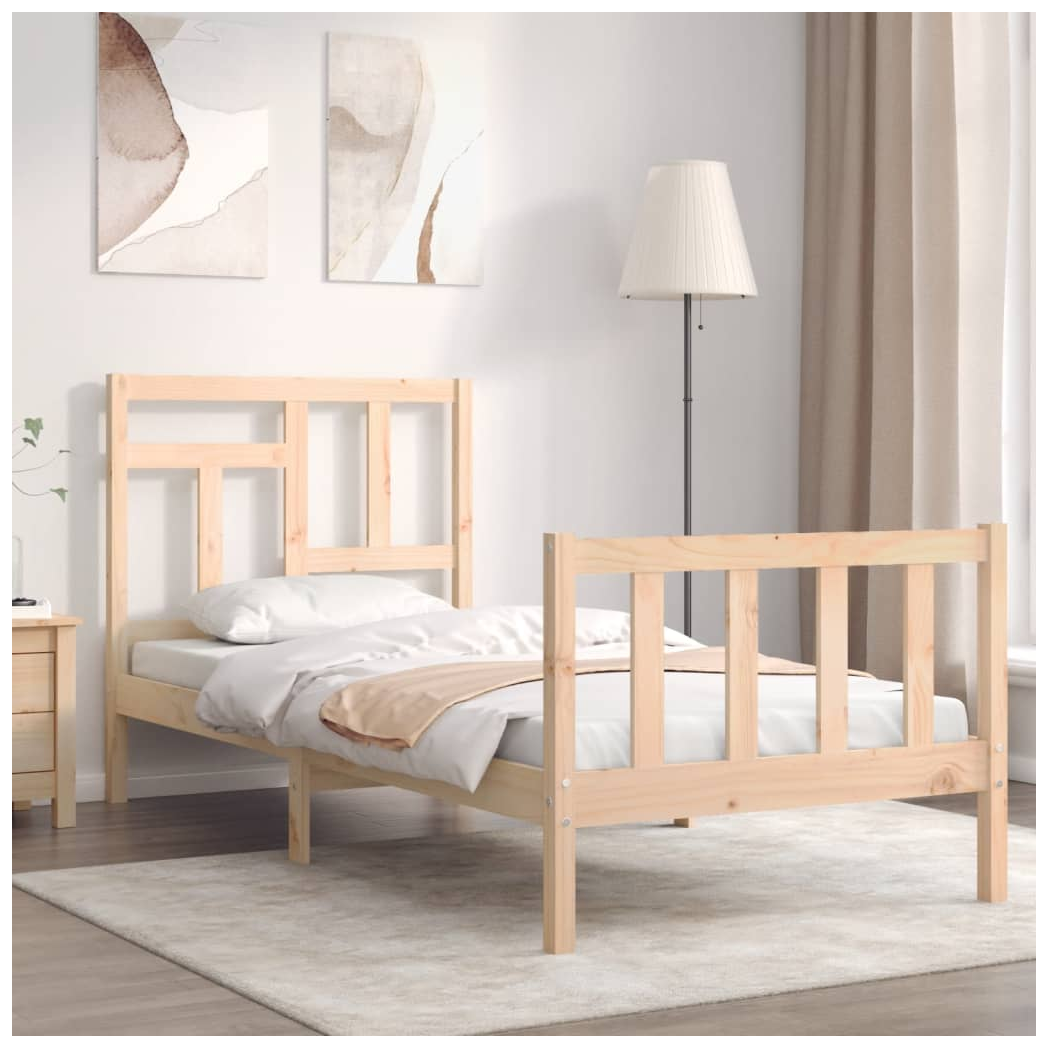 Bed Frame with Headboard 90x200 cm Solid Wood