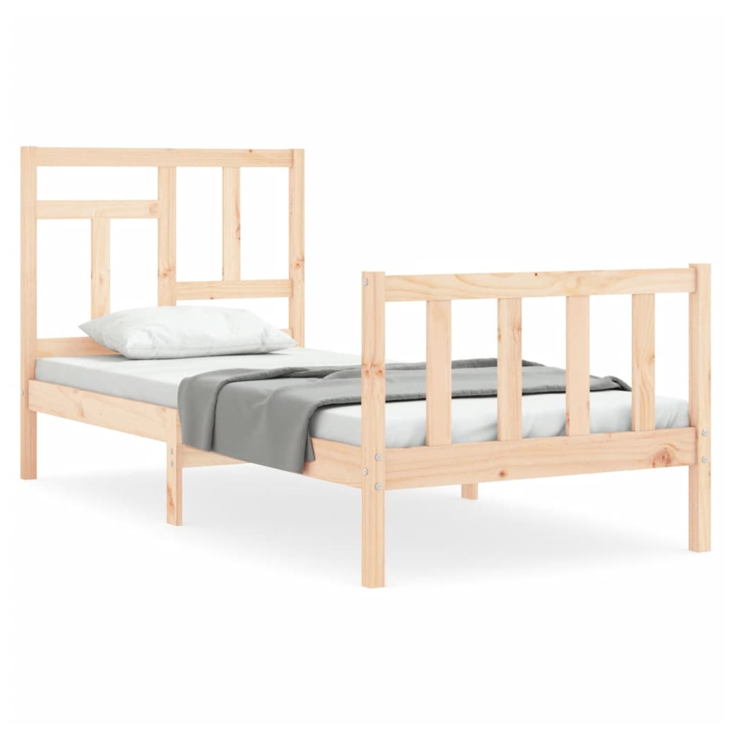 Bed Frame with Headboard 90x200 cm Solid Wood