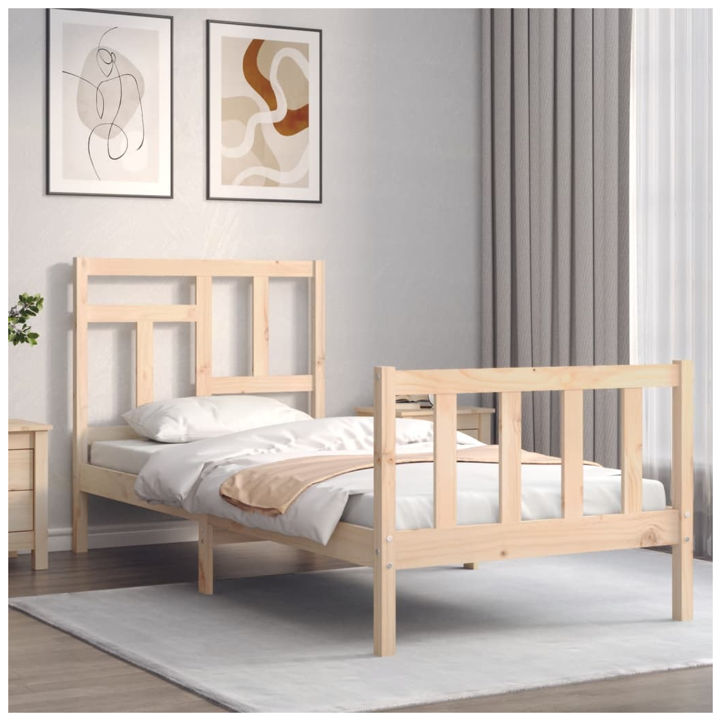 Bed Frame with Headboard 90x200 cm Solid Wood