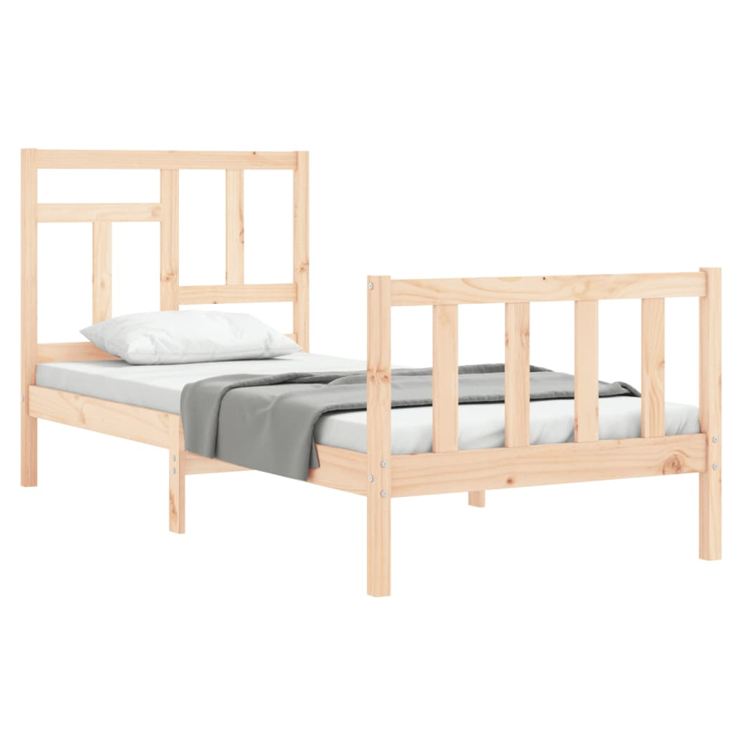 Bed Frame with Headboard 90x200 cm Solid Wood