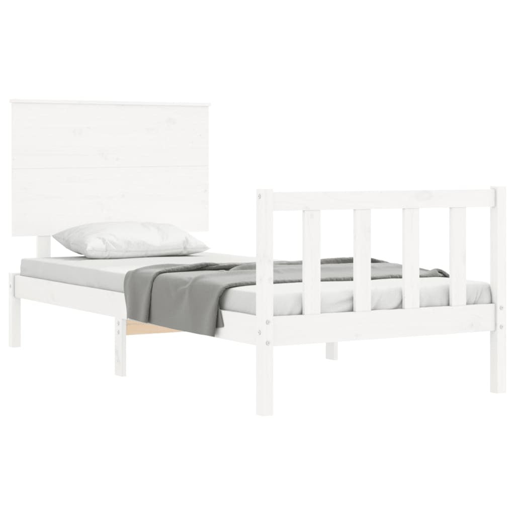 Bed Frame with Headboard White 90x200 cm Solid Wood