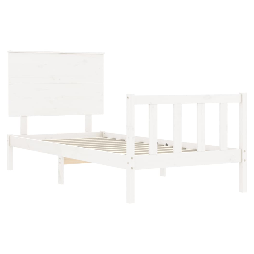 Bed Frame with Headboard White 90x200 cm Solid Wood