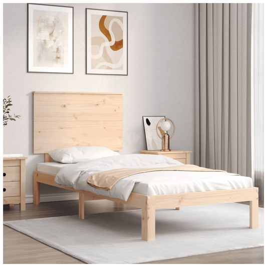 Bed Frame with Headboard Single Solid Wood