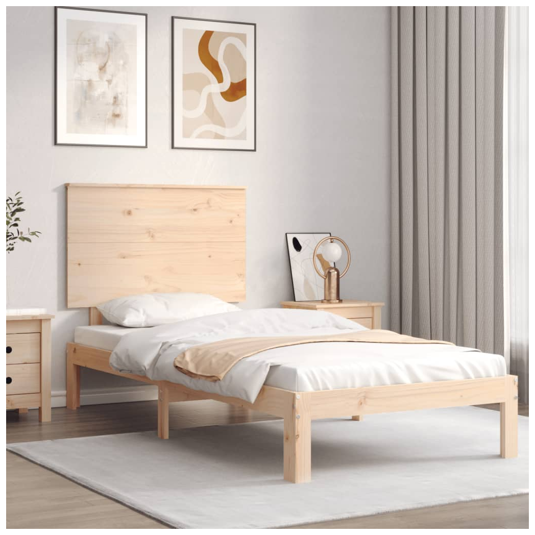 Bed Frame with Headboard Single Solid Wood