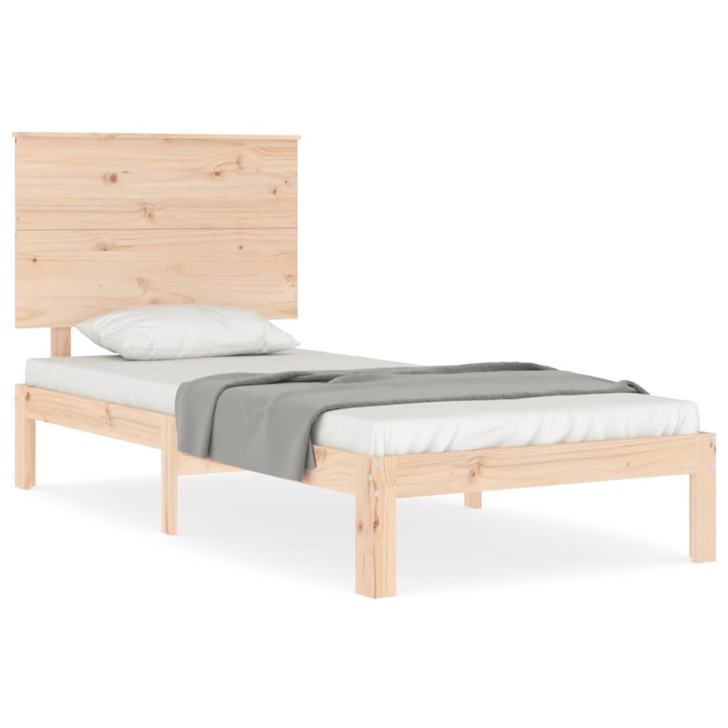 Bed Frame with Headboard Single Solid Wood