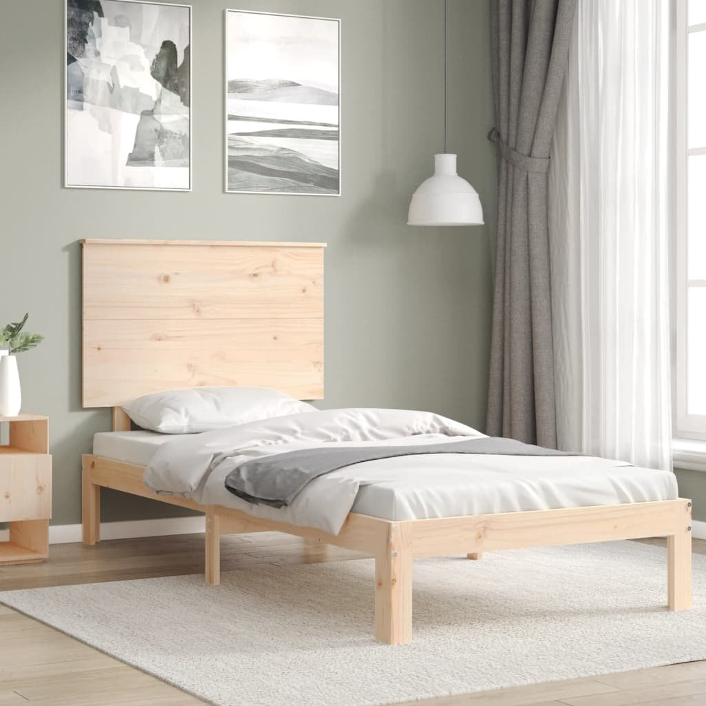 Bed Frame with Headboard Single Solid Wood