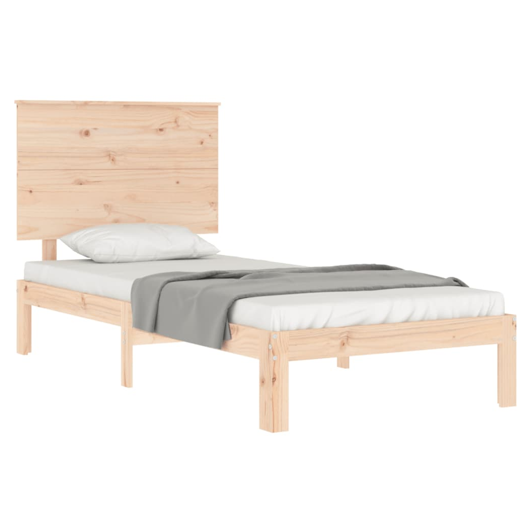 Bed Frame with Headboard Single Solid Wood