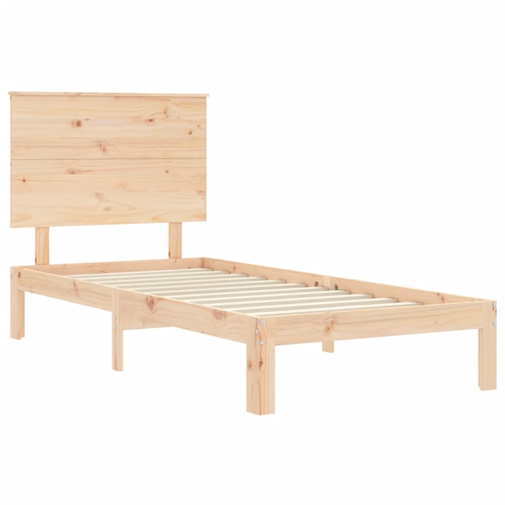 Bed Frame with Headboard Single Solid Wood