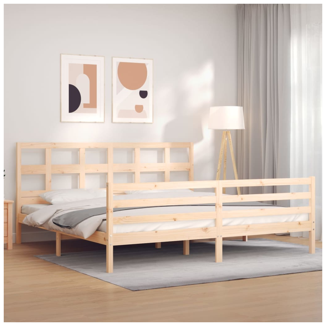 Bed Frame with Headboard Super King Size Solid Wood