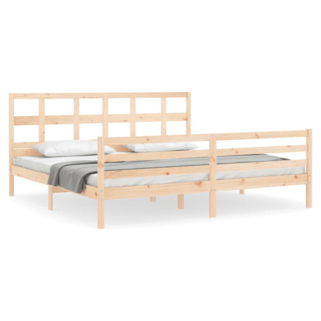 Bed Frame with Headboard Super King Size Solid Wood