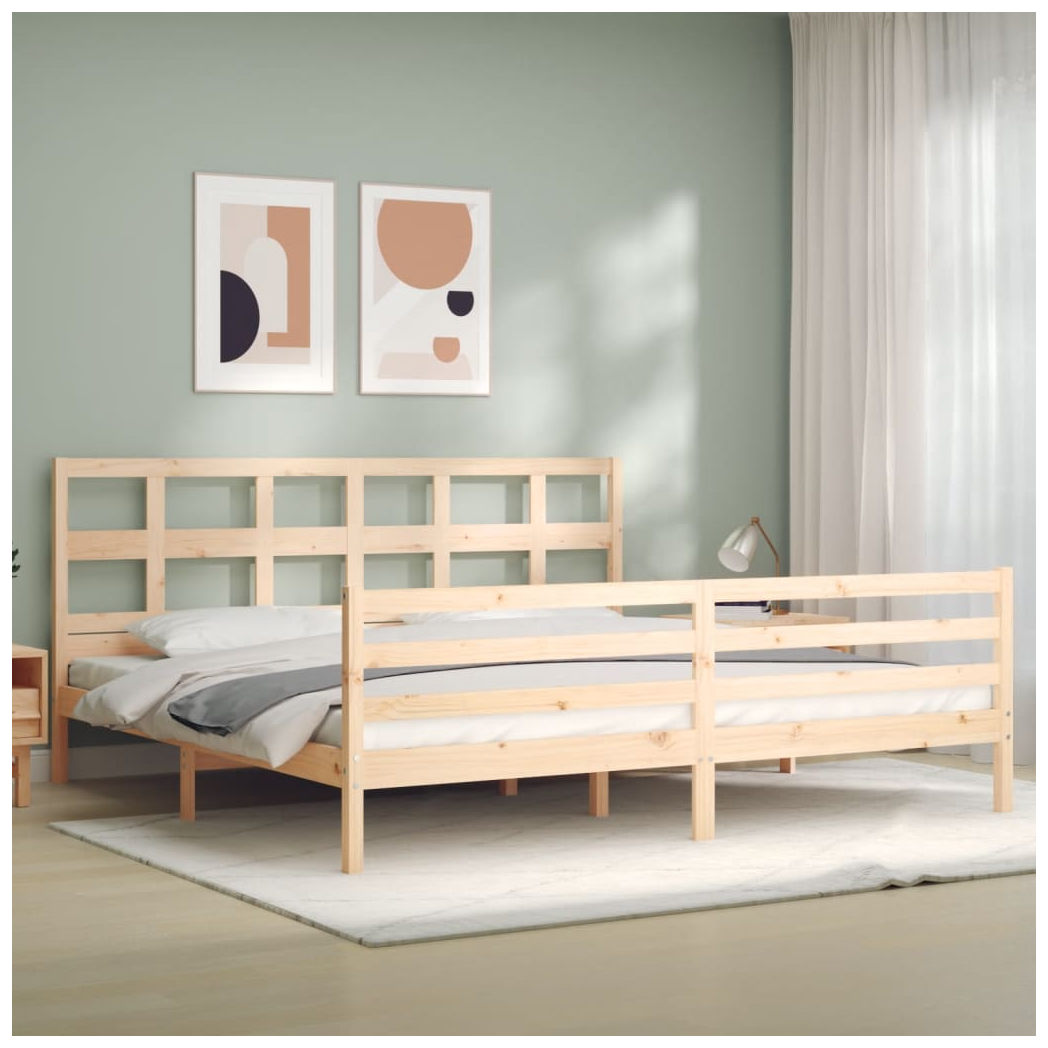 Bed Frame with Headboard Super King Size Solid Wood