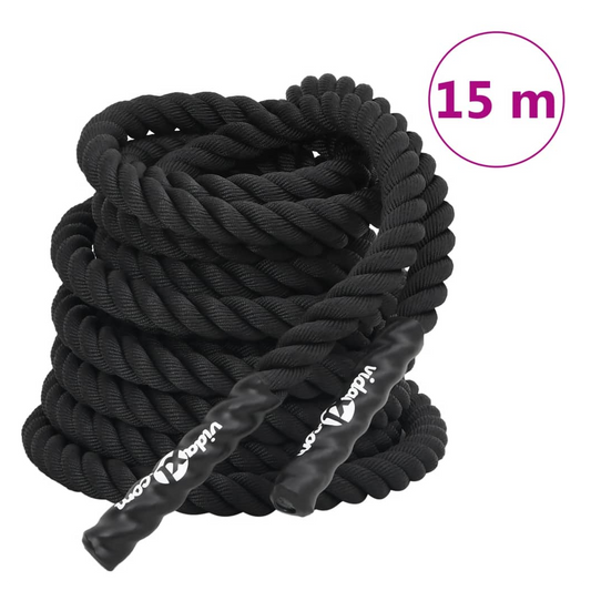 Battle Rope Black 15 m 11 kg Polyester