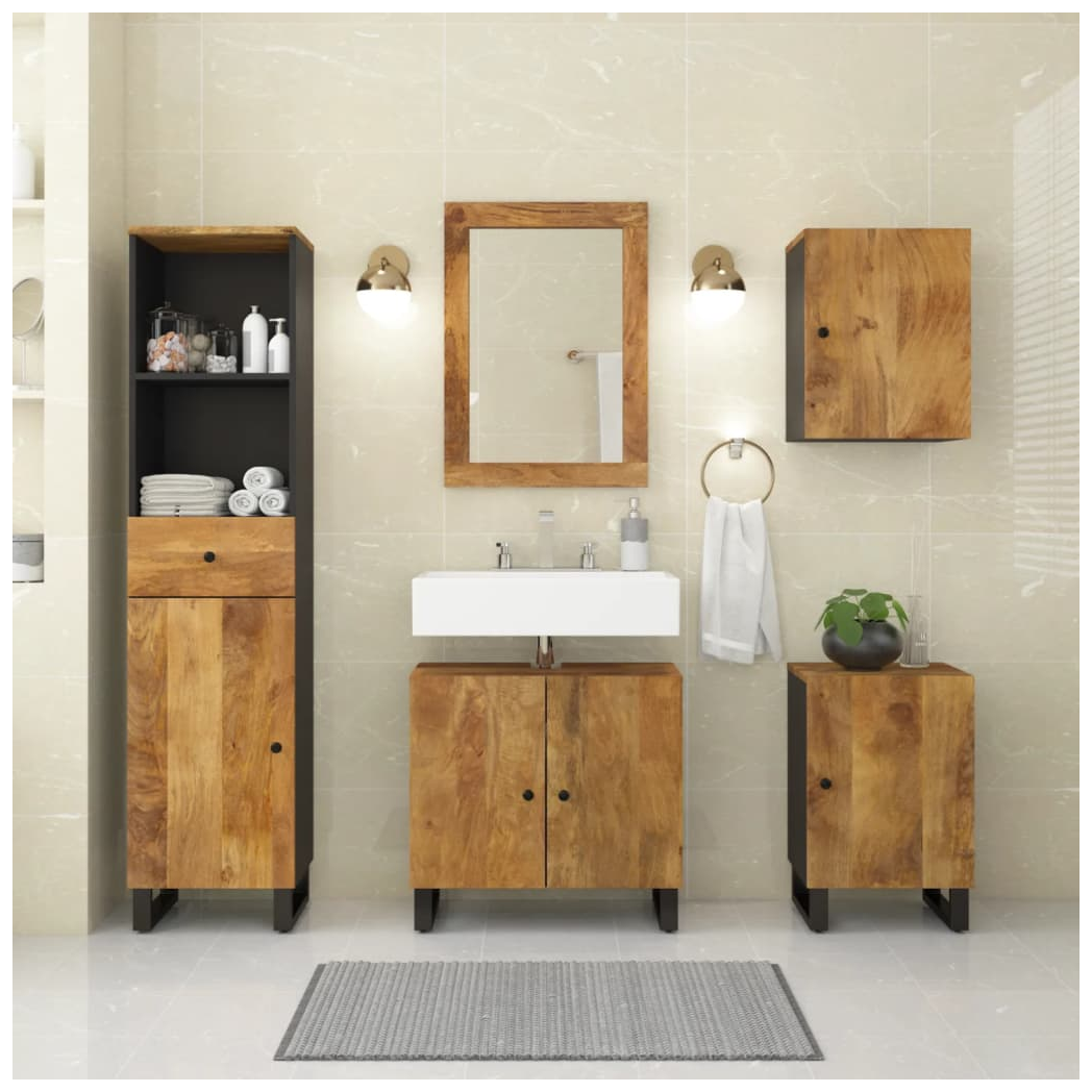 5 Piece Bathroom Furniture Set Solid Wood Mango