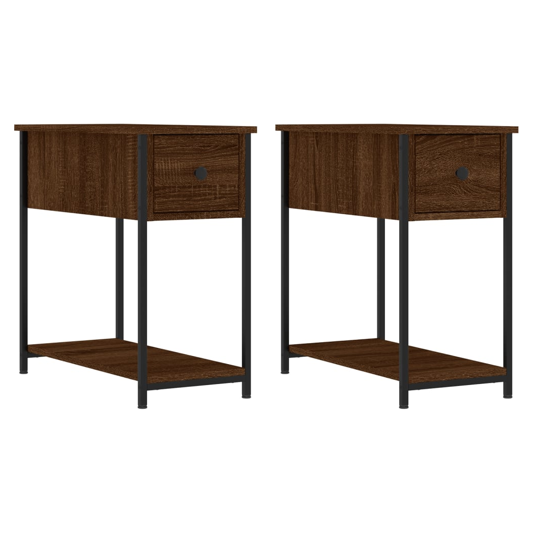 Bedside Cabinets 2 pcs Brown Oak 30x60x60 cm Engineered Wood