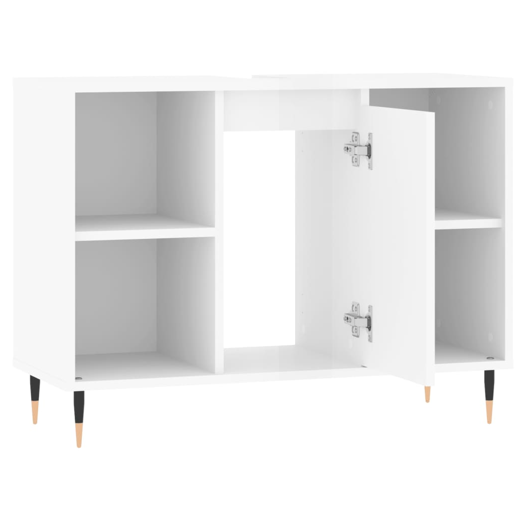 Bathroom Cabinet High Gloss White 80x33x60 cm Engineered Wood