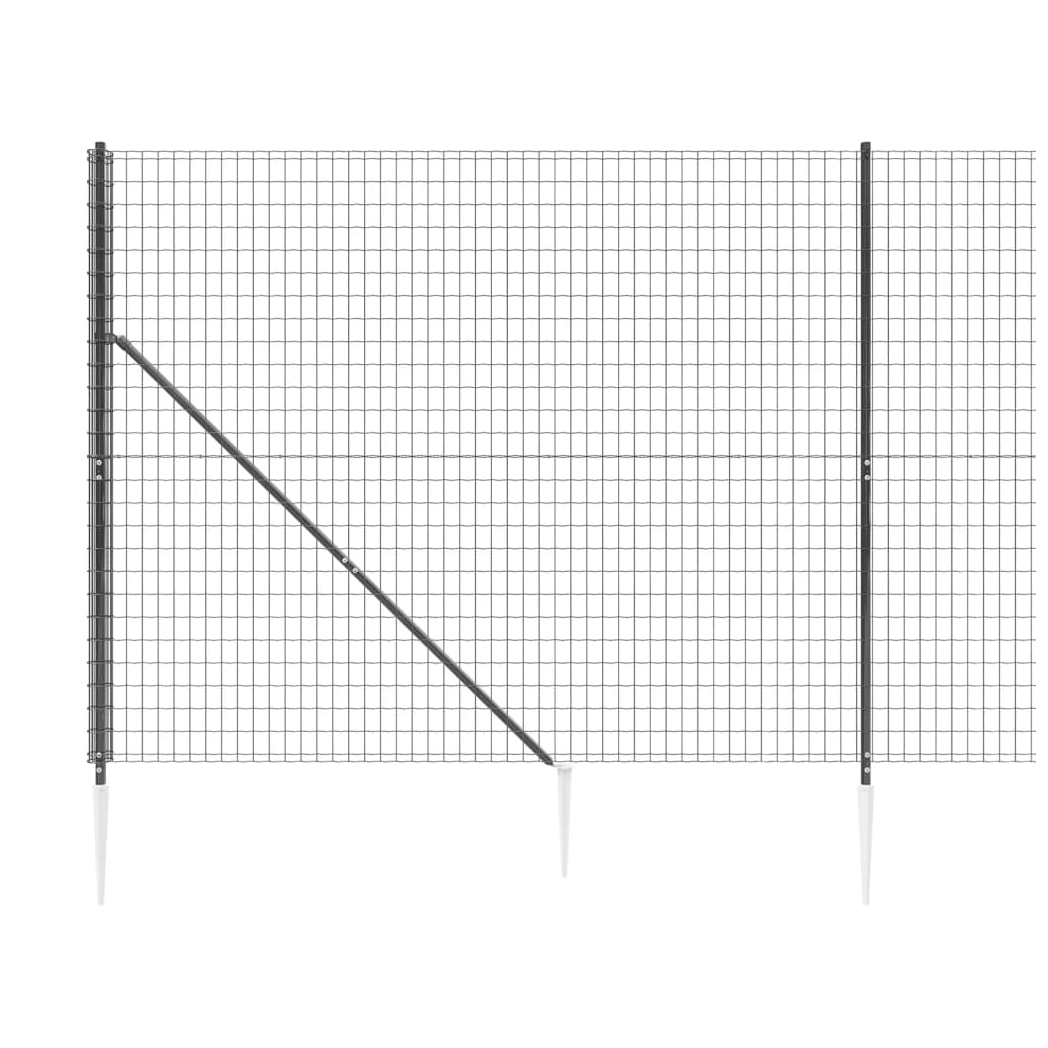 Wire Mesh Fence with Spike Anchors Anthracite 1.4x10 m