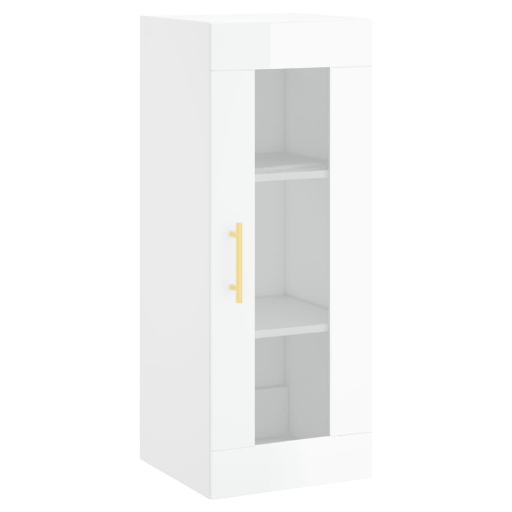 Wall Mounted Cabinet High Gloss White 34.5x34x90 cm