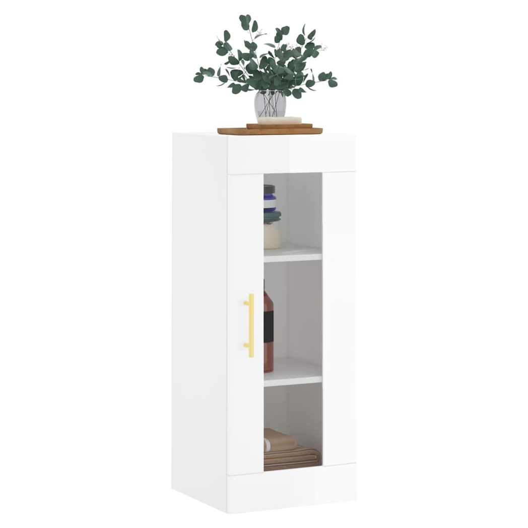 Wall Mounted Cabinet High Gloss White 34.5x34x90 cm