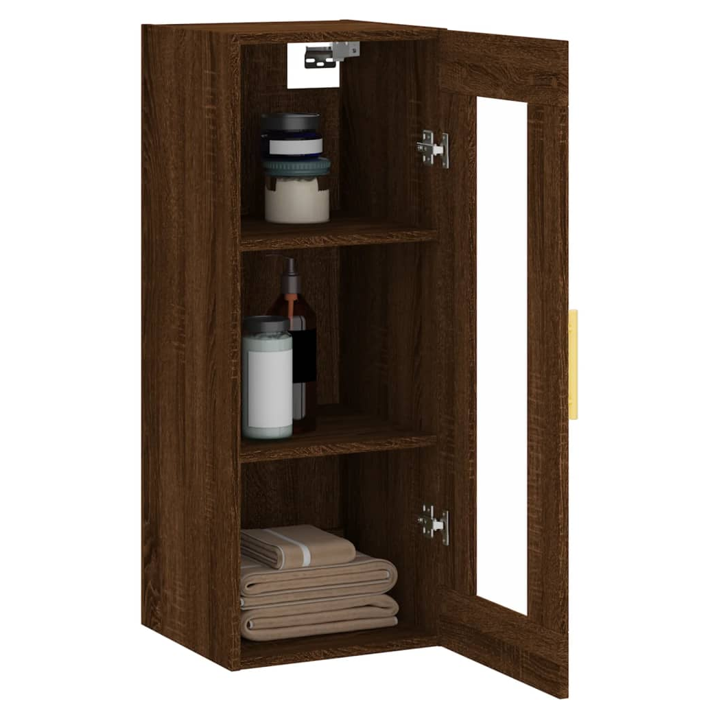 Wall Mounted Cabinet Brown Oak 34.5x34x90 cm