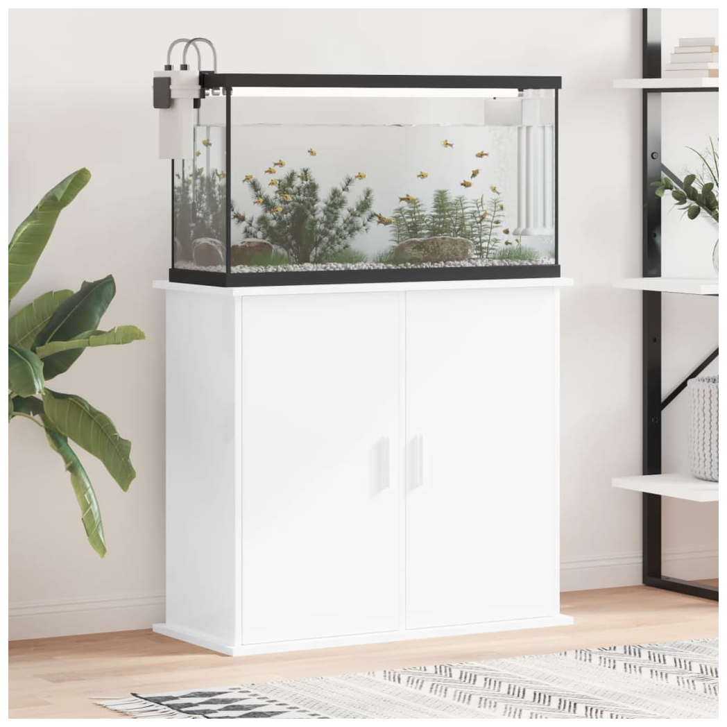 Aquarium Stand High Gloss White 81x36x73 cm Engineered Wood