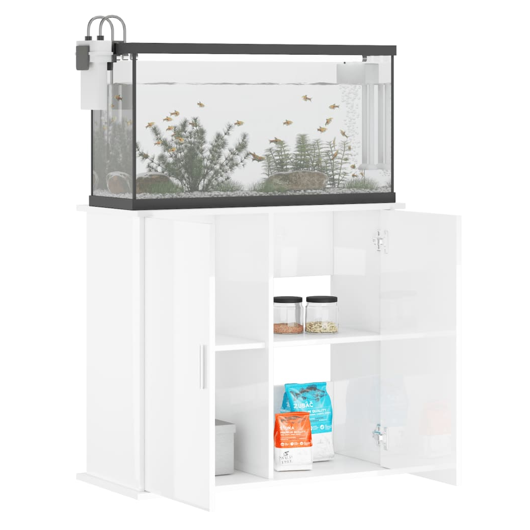 Aquarium Stand High Gloss White 81x36x73 cm Engineered Wood