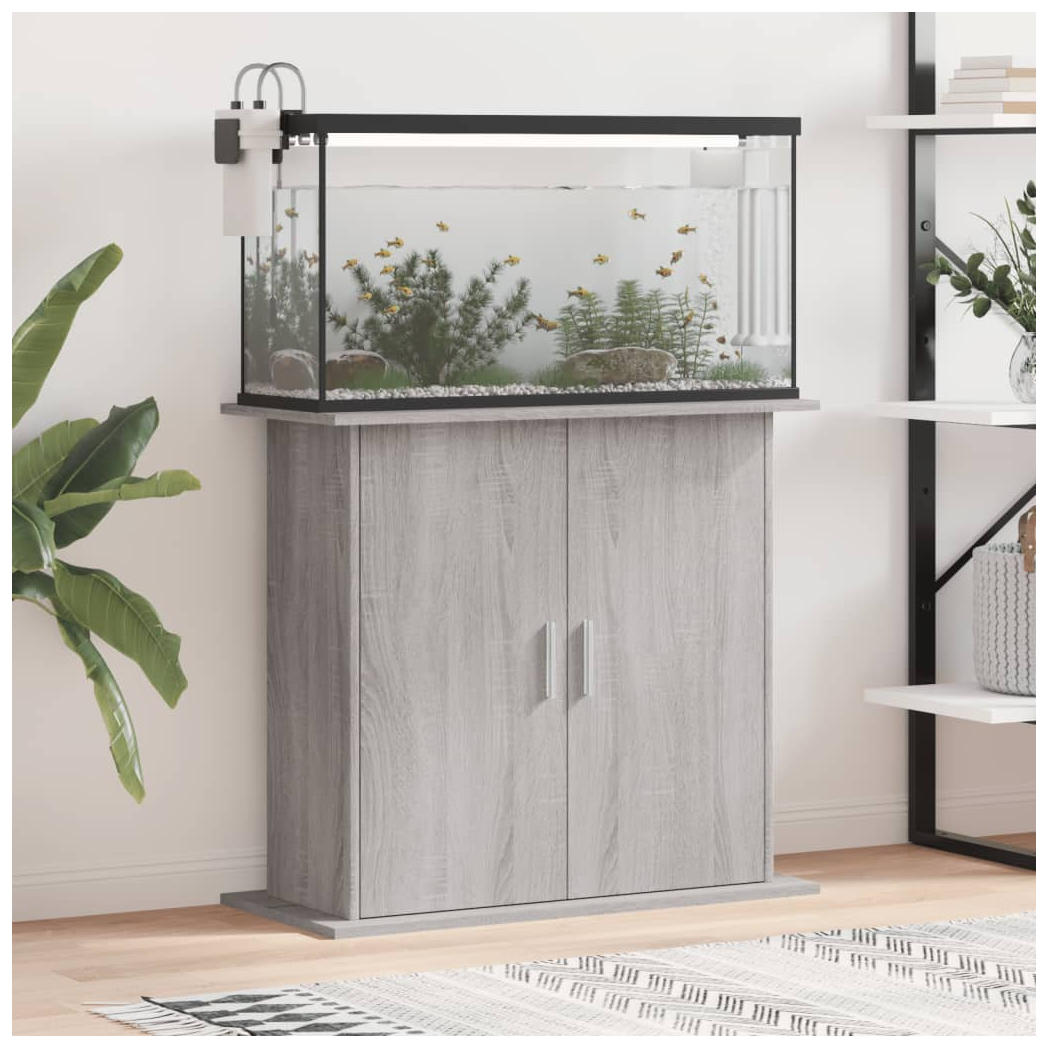 Aquarium Stand Grey Sonoma 81x36x73 cm Engineered Wood