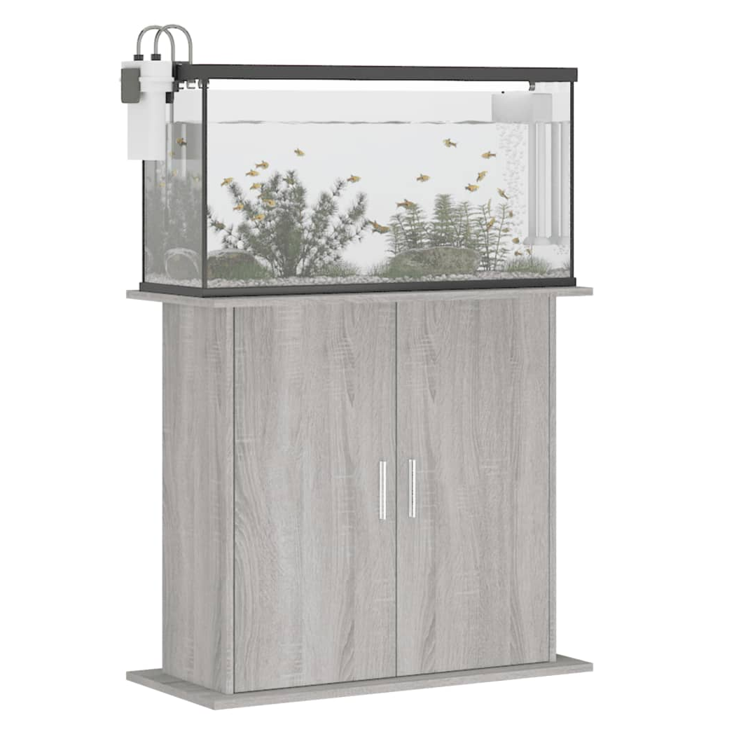 Aquarium Stand Grey Sonoma 81x36x73 cm Engineered Wood