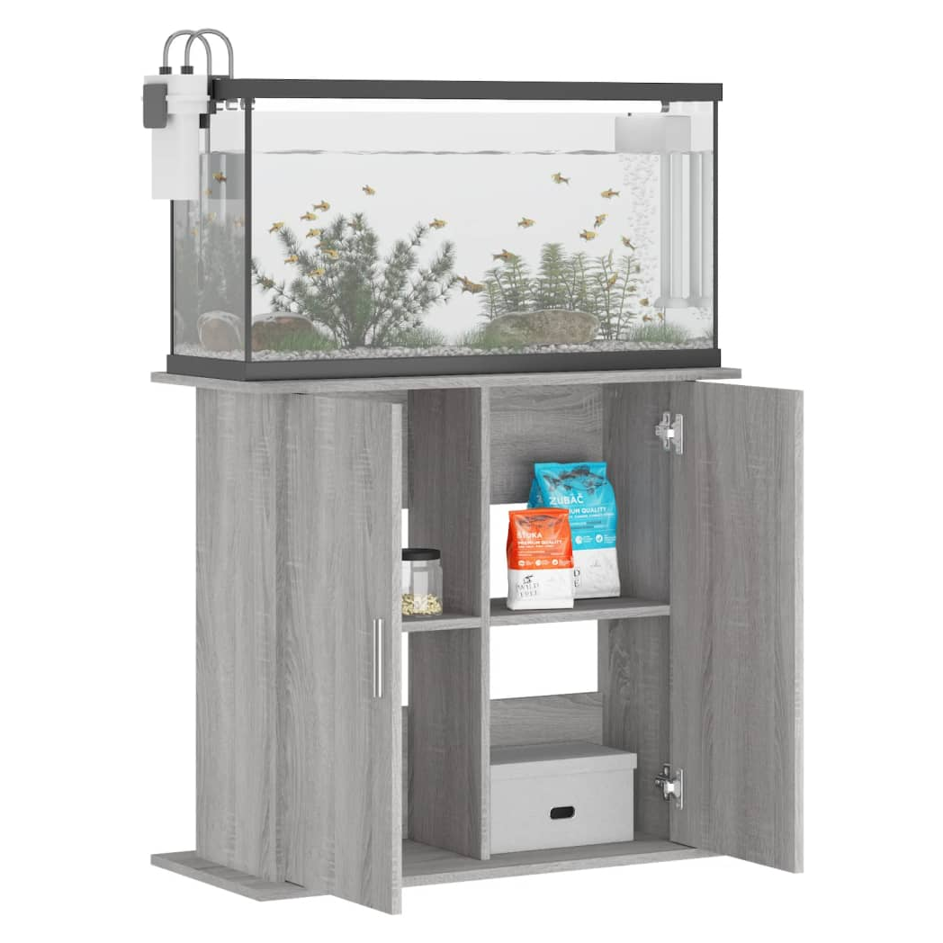 Aquarium Stand Grey Sonoma 81x36x73 cm Engineered Wood