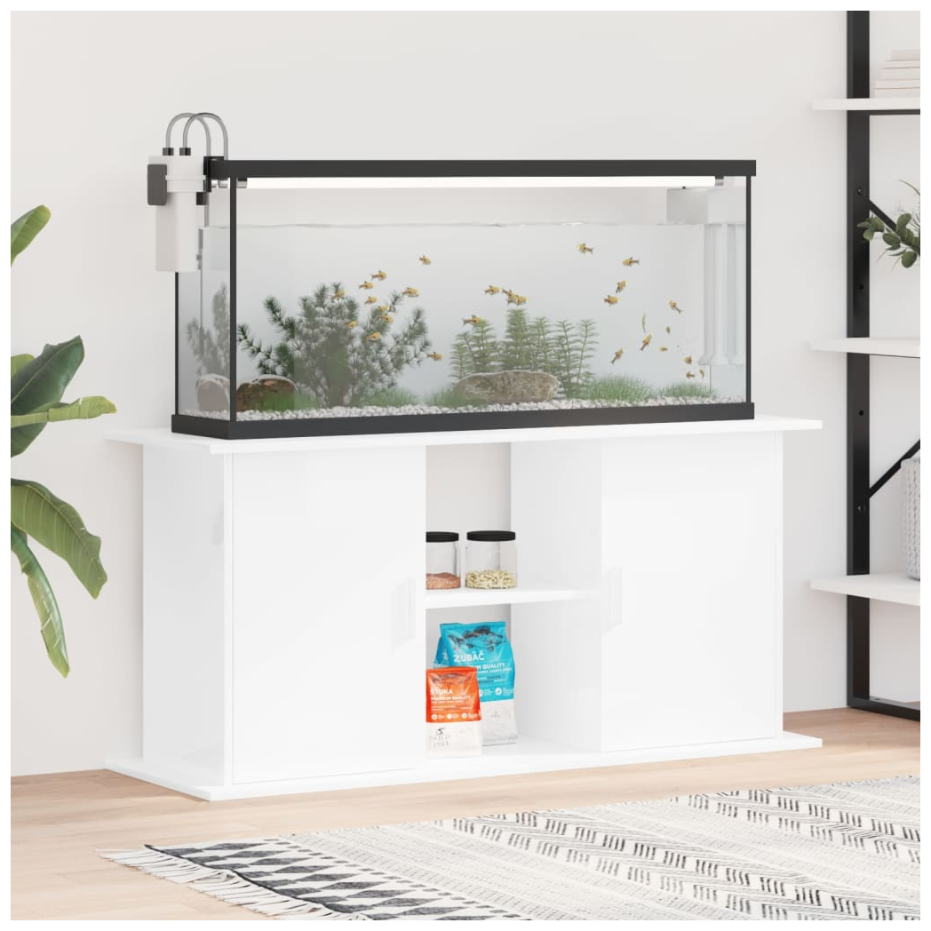 Aquarium Stand High Gloss White 121x41x58 cm Engineered Wood