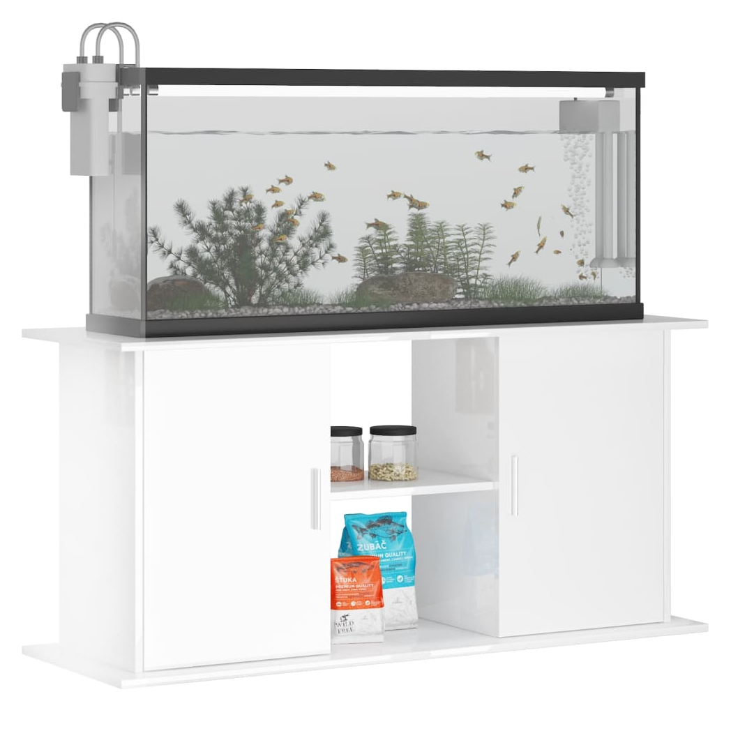 Aquarium Stand High Gloss White 121x41x58 cm Engineered Wood