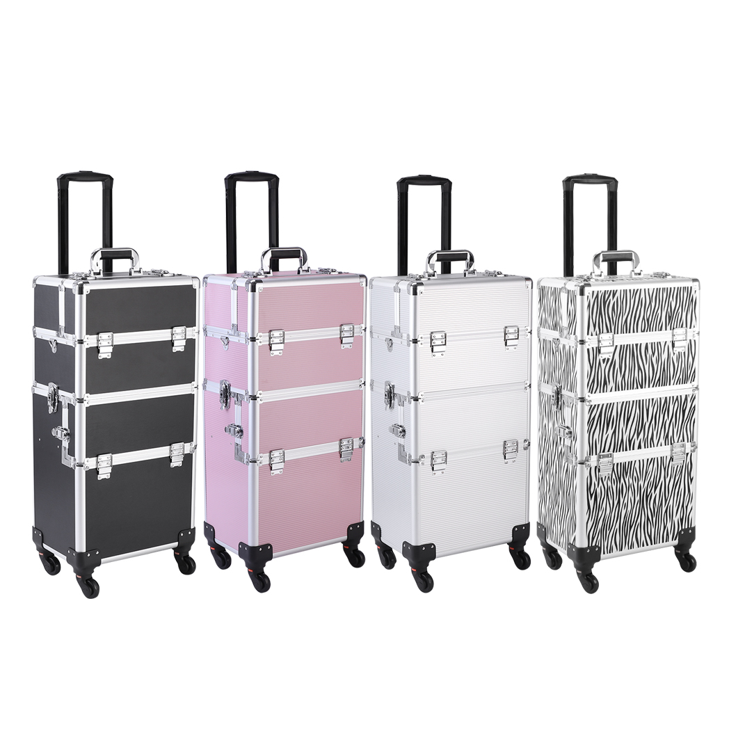 3 in 1 Aluminum Cosmetic Makeup Case Tattoo Box Silver