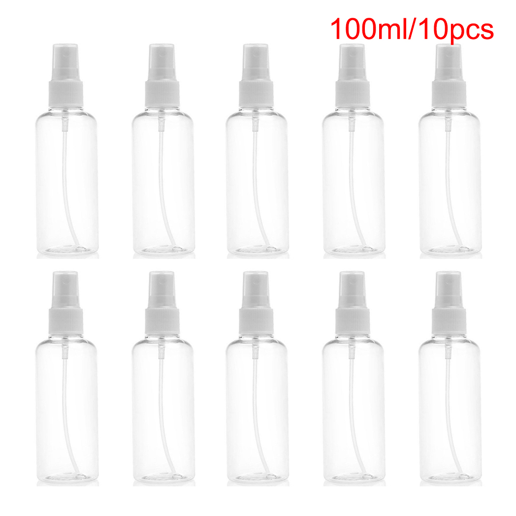 10Pcs 100ml Travel Transparent Plastic Perfume Atomizer Empty Misty Spray Bottle